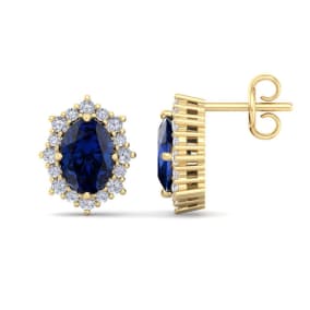 Sapphire Earrings: 2 1/2 Carat Sapphire and Diamond Earrings