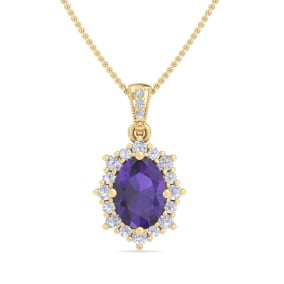 Amethyst Necklace: 1 1/3 Carat Amethyst and Diamond Necklace