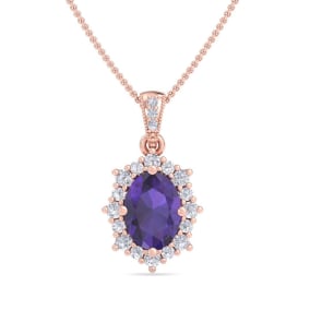 Amethyst Necklace: 1 1/3 Carat Amethyst and Diamond Necklace