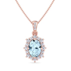 Aquamarine Necklace: 1 1/3 Carat Aquamarine and Diamond Necklace
