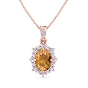 Citrine Necklace: 1 1/3 Carat Citrine and Diamond Necklace