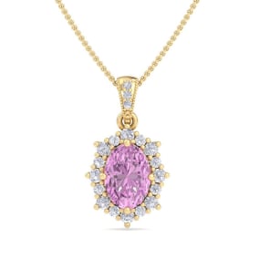 Pink Topaz Necklace: 1 3/4 Carat Pink Topaz and Diamond Necklace