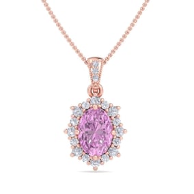 Pink Topaz Necklace: 1 3/4 Carat Pink Topaz and Diamond Necklace