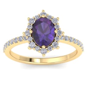 Amethyst Ring: 1 1/2 Carat Amethyst and Diamond Ring