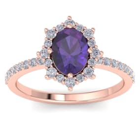 Amethyst Ring: 1 1/2 Carat Amethyst and Diamond Ring