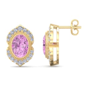 Pink Topaz Earrings: 2 1/2 Carat Pink Topaz and Diamond Earrings