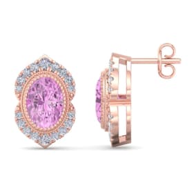 Pink Topaz Earrings: 2 1/2 Carat Pink Topaz and Diamond Earrings