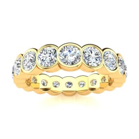 Eternity Ring Size 4.5 1 3/4 Carat Natural Round Diamond Bezel Set Eternity Ring In 14 Karat Yellow Gold