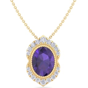 Amethyst Necklace: 1 1/5 Carat Amethyst and Diamond Necklace