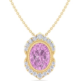 Pink Topaz Necklace: 1 3/4 Carat Pink Topaz and Diamond Necklace