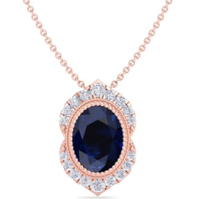Sapphire Necklace: 1 3/4 Carat Sapphire and Diamond Necklace