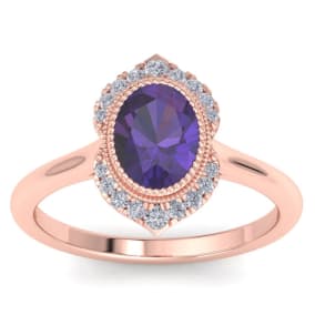 Amethyst Ring: 1 1/5 Carat Amethyst and Diamond Ring