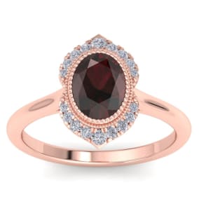 Garnet Ring: 2 Carat Garnet and Diamond Ring