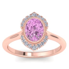 Pink Topaz Ring: 1 3/4 Carat Pink Topaz and Diamond Ring