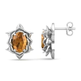 Citrine Earrings: 1 1/2 Carat Citrine Earrings