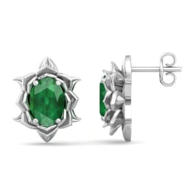 Emerald Earrings: 1 1/2 Carat Emerald Earrings