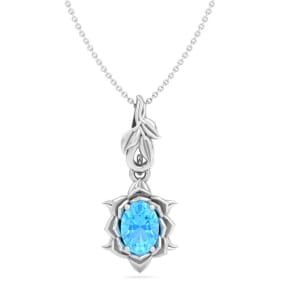 Blue Topaz Necklace: 1 Carat Blue Topaz Necklace