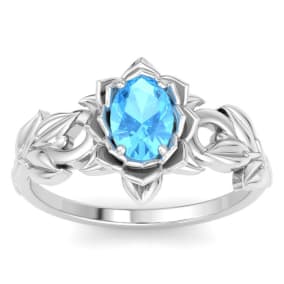 Blue Topaz Ring: 1 Carat Blue Topaz Ring