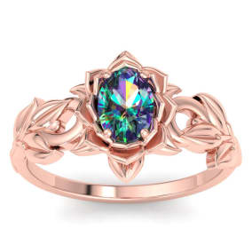 1 Carat Oval Shape Mystic Topaz Ring In 14 Karat Rose Gold