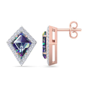 Mystic Topaz Earrings: 2 1/5 Carat Mystic Topaz and Diamond Earrings
