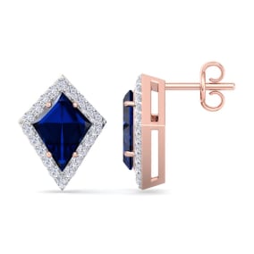 Sapphire Earrings: 2 1/5 Carat Sapphire and Diamond Earrings