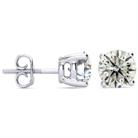 3 Carat Natural Diamond Stud Earrings With Fiery Diamonds In Solid 14 Karat White Gold