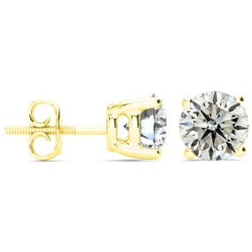 3 Carat Diamond Stud Earrings With Fiery Diamonds In Solid 14 Karat Yellow Gold