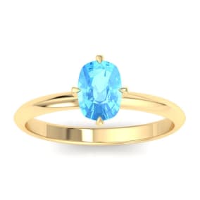 Blue Topaz Ring: 1 Carat Blue Topaz Ring