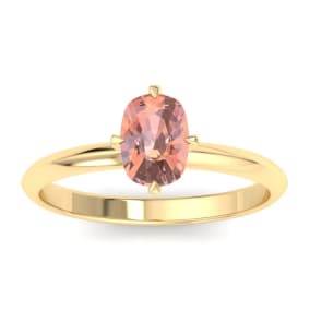 1 Carat Antique Cushion Shape Morganite Ring In 14K Yellow Gold