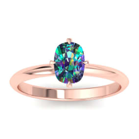 1 Carat Cushion Shape Mystic Topaz Ring In 14 Karat Rose Gold