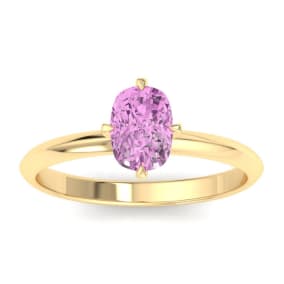 1 Carat Antique Cushion Shape Pink Topaz Ring In 14K Yellow Gold