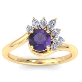 Amethyst Ring: 1 1/4 Carat Amethyst and Diamond Ring