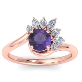 Amethyst Ring: 1 1/4 Carat Amethyst and Diamond Ring