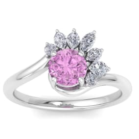 Pink Topaz Ring: 1 1/4 Carat Pink Topaz and Diamond Ring