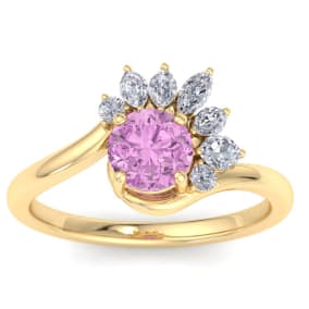 Pink Topaz Ring: 1 1/4 Carat Pink Topaz and Diamond Ring