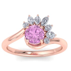 Pink Topaz Ring: 1 1/4 Carat Pink Topaz and Diamond Ring