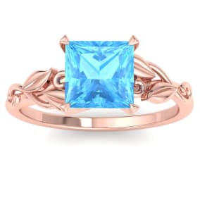 Blue Topaz Ring: 1 1/2 Carat Blue Topaz Ring