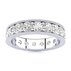 Eternity Ring Size 4 1 3/4 Carat Natural Round Diamond Milgrain Eternity Ring In Platinum