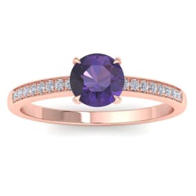 Amethyst Ring: 1 1/4 Carat Amethyst and Diamond Ring