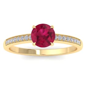 1 1/4 Carat Ruby and Diamond Ring In 14K Yellow Gold