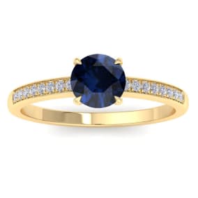 1 1/4 Carat Sapphire and Diamond Ring In 14K Yellow Gold