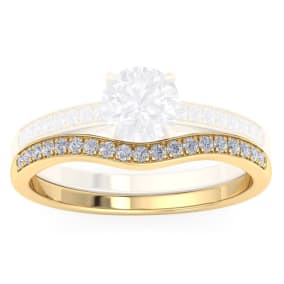 1/5 Carat Moissanite Band 14K Yellow Gold