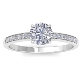 1 1/4 Carat Moissanite Engagement Ring In 14K White Gold