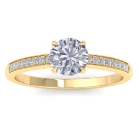 1 1/4 Carat Moissanite Engagement Ring In 14K Yellow Gold