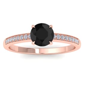 1 1/4 Carat Black Moissanite Engagement Ring In 14K Rose Gold