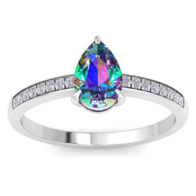 Super Jeweler Women Accessories Jewelry Rings 2.6 g 1.5 Carat Mystic Topaz & 22 Diamond Ring in 14K 