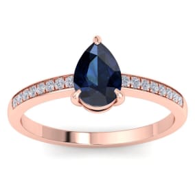 Sapphire Ring: 1 1/4 Carat Pear Shape Sapphire and Diamond Ring