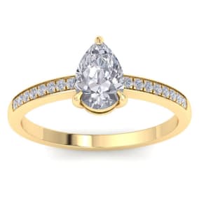 1 1/4 Carat Pear Shape Diamond Engagement Ring In 14K Yellow Gold