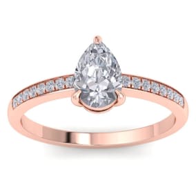 1 1/4 Carat Pear Shape Diamond Engagement Ring In 14K Rose Gold