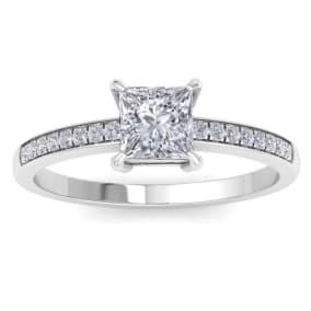 1 1/4 Carat Natural Princess Cut Diamond Engagement Ring In 14K White Gold